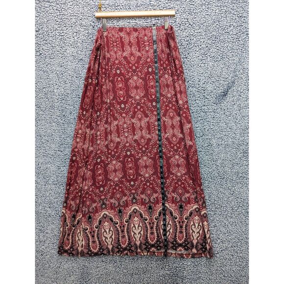 Style & Co. Paisley Boho Maxi Skirt Size XXL Pull On Elastic Waist Western Red - Picture 8 of 10